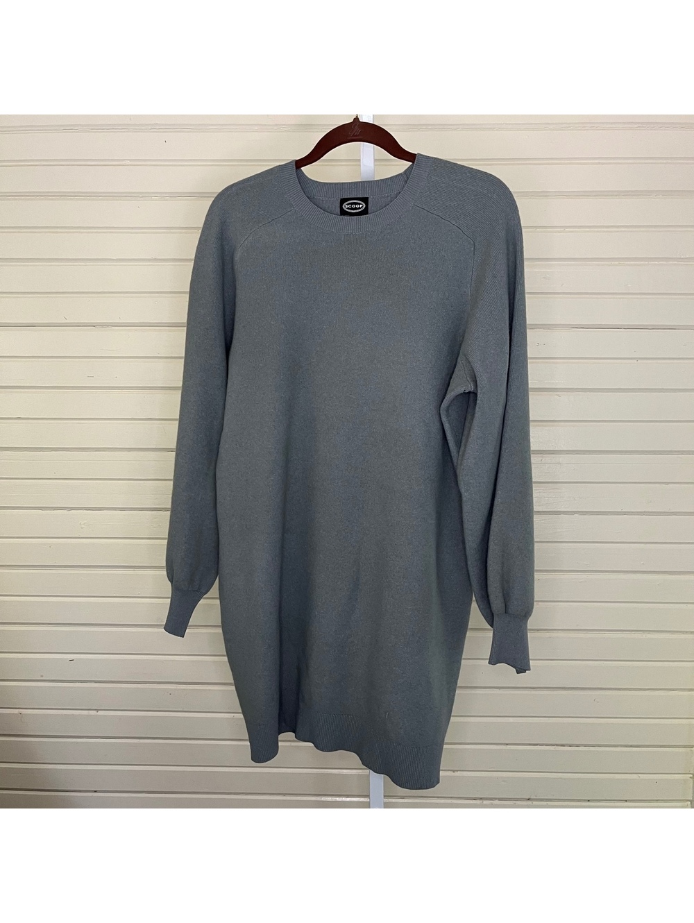 Scoop Gray Cozy Knit Crew Neck Long Sleeve Sweater Dress Size XL